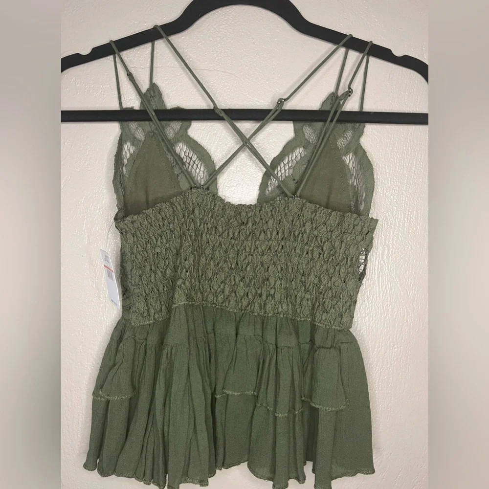 Free People Lace Green Spaghetti Strap Adjustable Tank Size Extra Small - Picture 5 of 7
